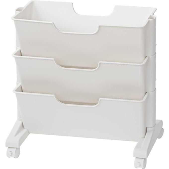 Bibliothèque mobile blanche à 3 niveaux, grande capacité, roulettes universelles, en plastique white