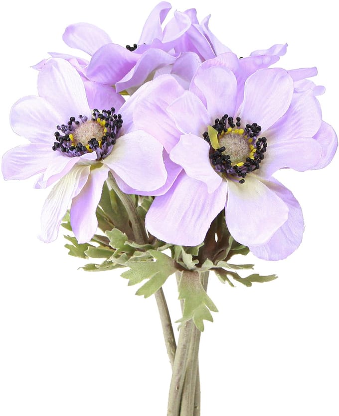 Kunstmatige anemoonbloemen in lila, 34 cm lang, 4 stuks, 4 Stück