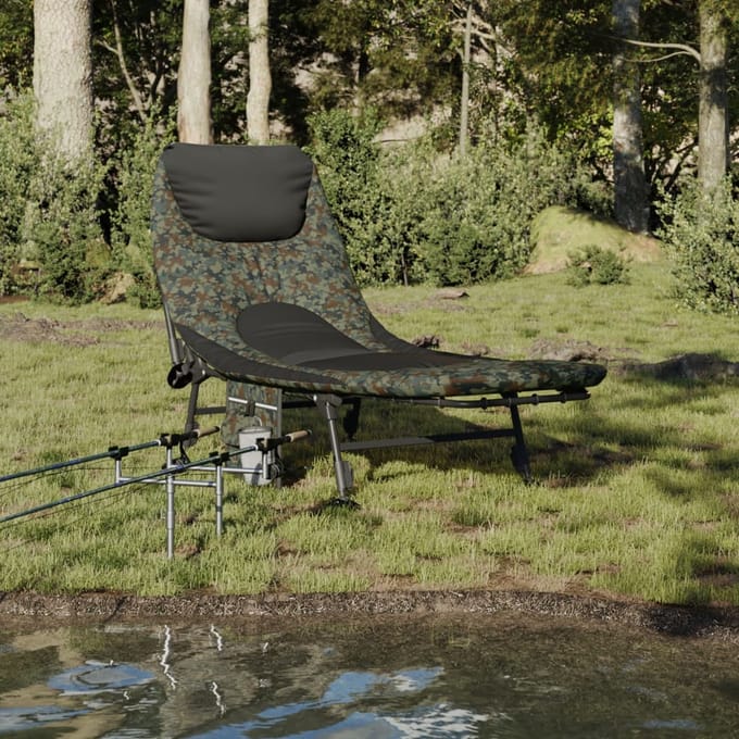 vidaXL - Visbed - met - verstelbare - modderpoten - inklapbaar - camouflage