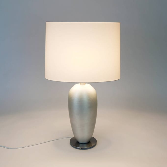 Holländer Tafellamp OMEGA OVAL, zilver/wit, hoogte 65 cm, keramiek, E27