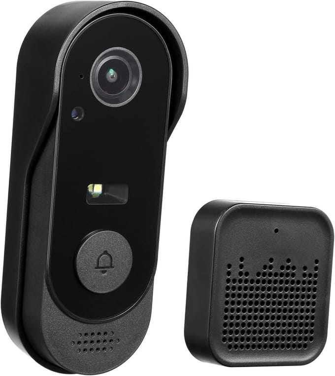 Draadloze Deurbel - Visuele Camera - Veilig Huis - Waterdichte Behuizing - 14 cm - Zwart