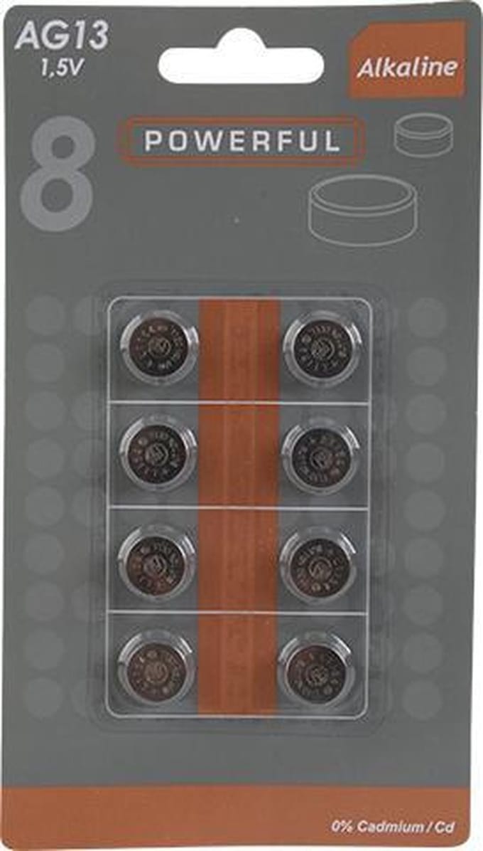 Powerful AG13 LR44 Knoopcel 1,5V - 8 stuks