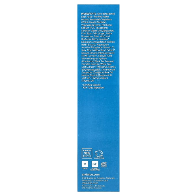 Andalou Naturals, Pure Pore Toner, Wilgenbast, 177 ml (178 ml) blue