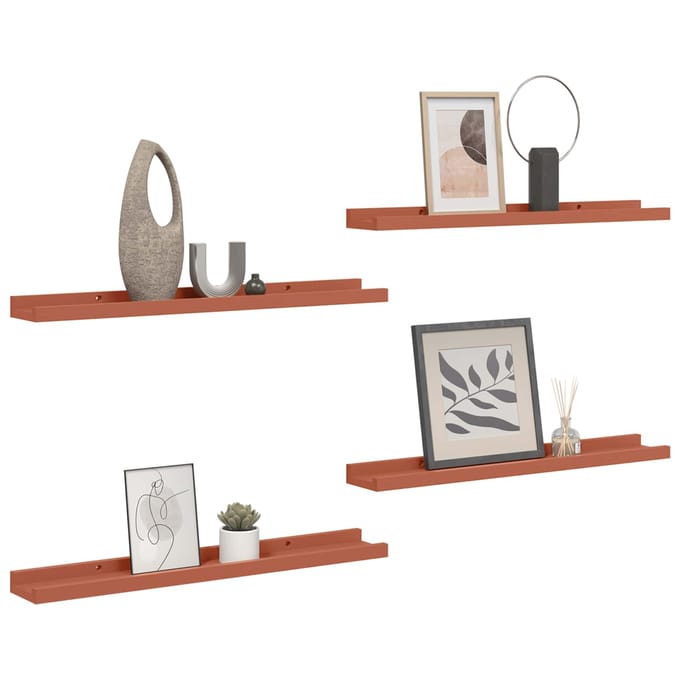 vidaXL - Wandplank - 4 - st - Rood - 60 - x - 9 - x - 3 - cm - Bewerkt - hout