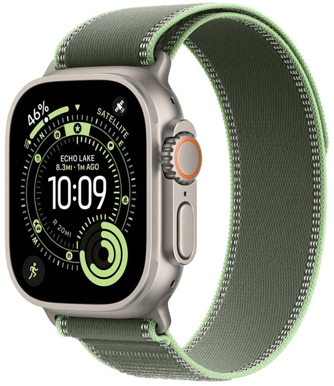 Apple Trail Loop Band voor de Apple Watch | 44/45/46/49 mm - Maat M/L - Neon / Green Natural Titanium