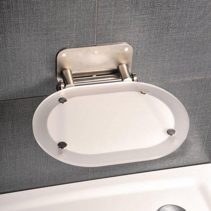 Ravak Ovo Chrome - Douchezitje 410x375 mm, roestvrij staal/wit B8F0000029