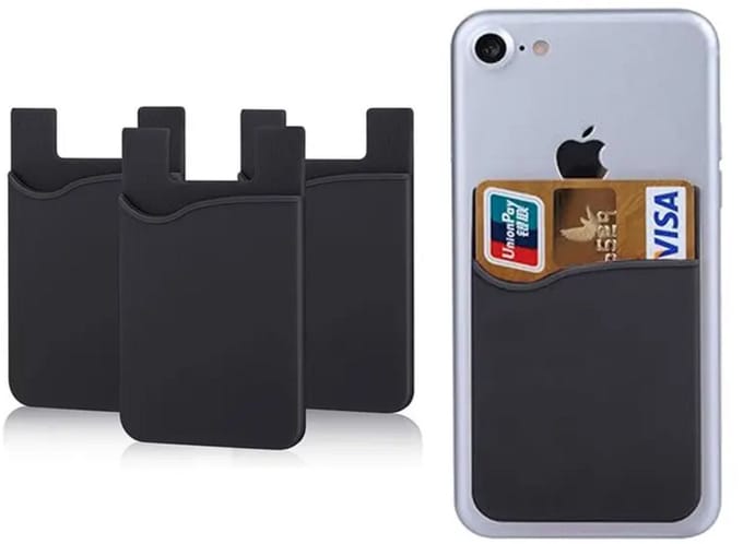 Opplakbare Pasjeshouder - Cardholder - Silicone Pashouder voor Telefoon - Zwart