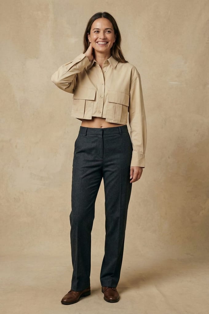 Korte Button-Up Shirt met Pocket