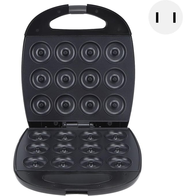 Mini Donut Maker Machine Met Instelbare Temperatuur Dubbelzijdige Verhitting Maakt 12 Donuts voor L black