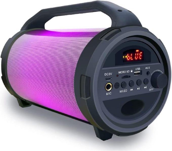 Draagbare Bluetooth Speaker met LED en Microfoon voor Karaoke, Perfect voor Feestjes en Buitengebruik