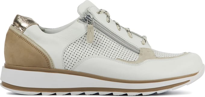 Durea Sneakers Dames - Lage sneakers / Damesschoenen - Leer - 6262 688     -  Wit combi - Maat 37