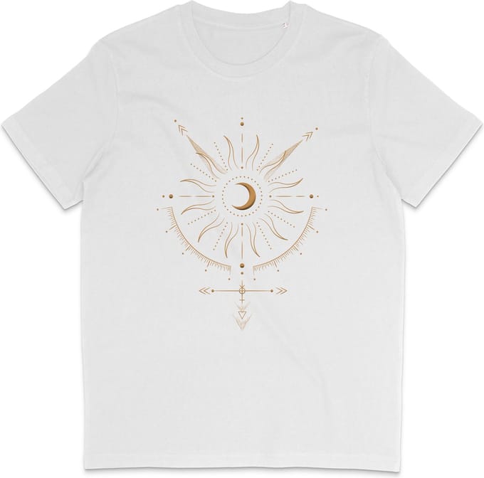 Dames Heren T Shirt - Abstract Spiritueel Celestial Maan - Astrologie - Wit - S