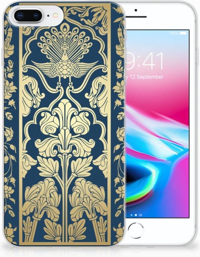 Back Cover voor Apple iPhone 7 Plus | 8 Plus TPU Case Beige Flowers