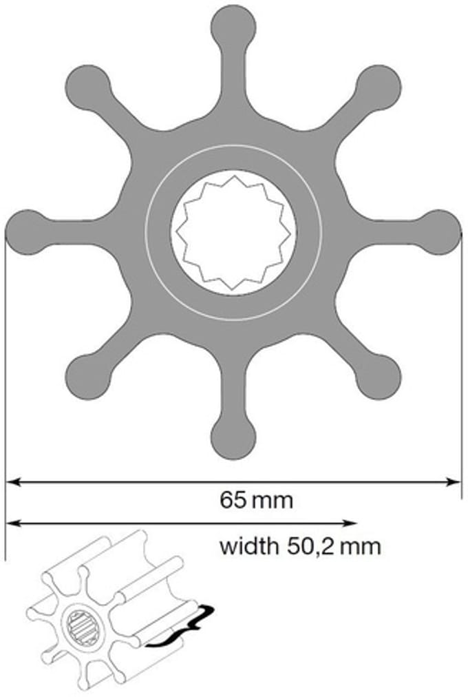 Johnson waaier voor F7 pomp, MC97/EPDM