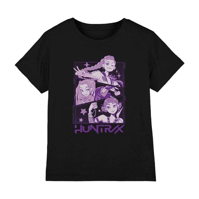 K-Pop Demon Hunters Kinder/Jongens Huntr/X Panel T-shirt (Zwart)