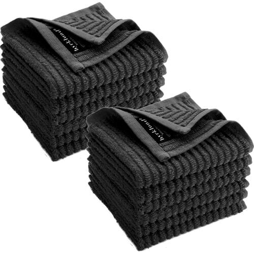 Byrklund Vaatdoek Clean & Shiny Zwart - Set van 12 - 100% Katoen - 30x30 cm
