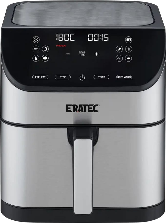Eratec AF-60 – Heteluchtfriteuse XXL – 5,5 L – 1500 W – Zonder Olie – LED Touchscreen – 10 Programma's – Stanlees Still