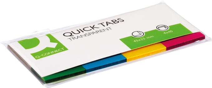 Q-CONNECT Quick Tabs | ft 25 x 45 mm | 4 x 40 tabs | geassorteerde kleuren