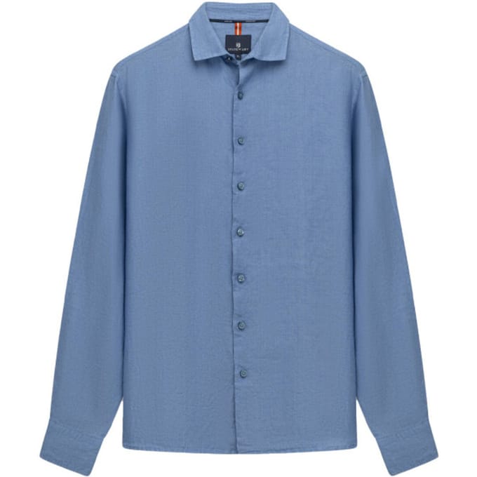 State Of Art Overhemd Linnen Mid Blauw - Maat XL - Heren - Overhemden Casual