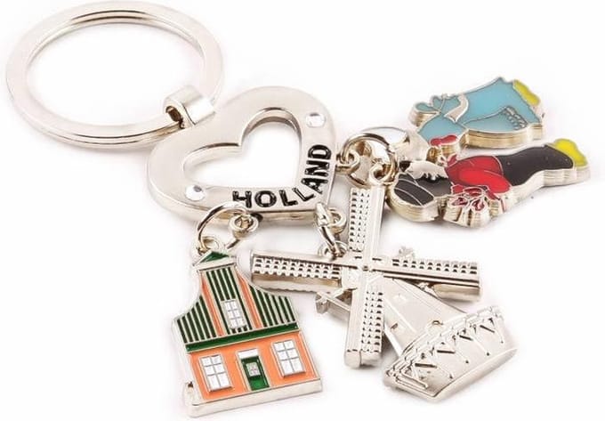 Sleutelhanger Bedels Molen/huis/kuspaar Zilver - Souvenir