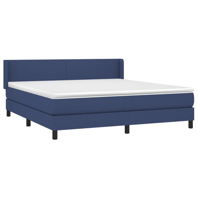 vidaXL - Boxspring - met - matras - stof - blauw - 160x200 - cm