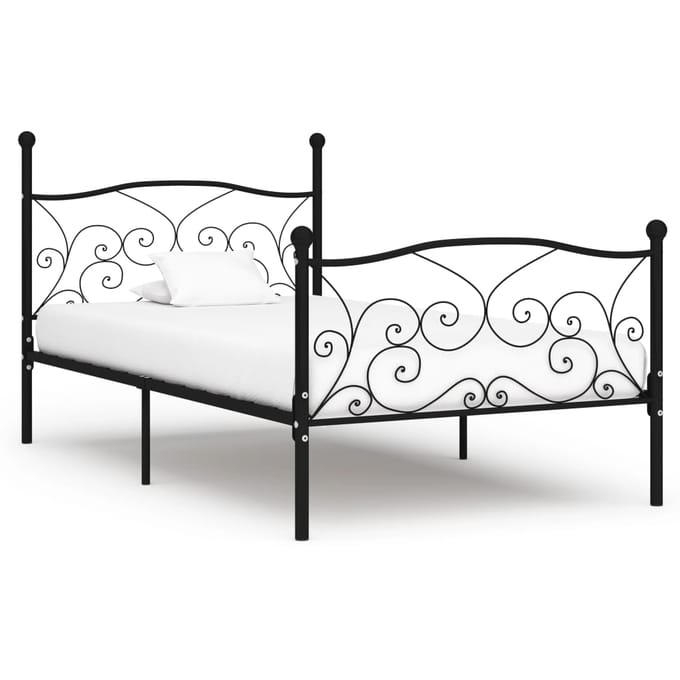 vidaXL - Bedframe - met - lattenbodem - metaal - zwart - 90x200 - cm