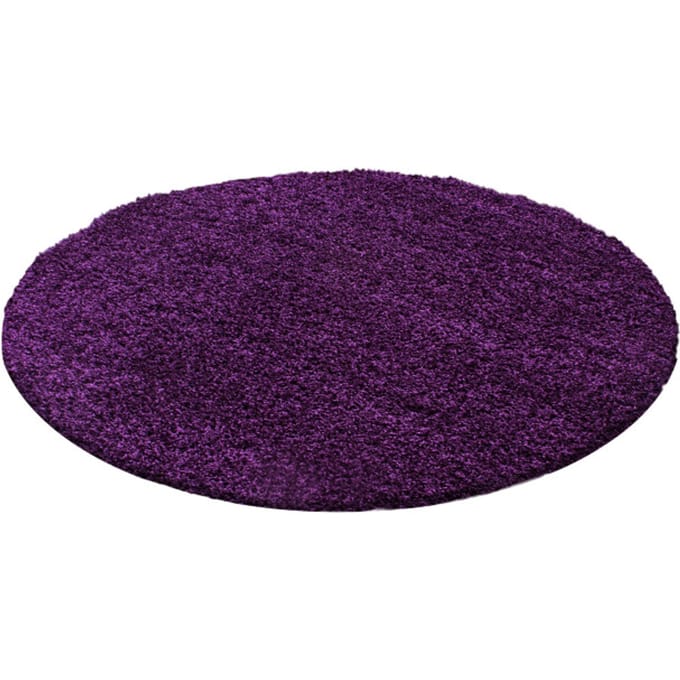 Muratap Basic rond shaggy vloerkleed paars hoogpolig- 200 cm rond