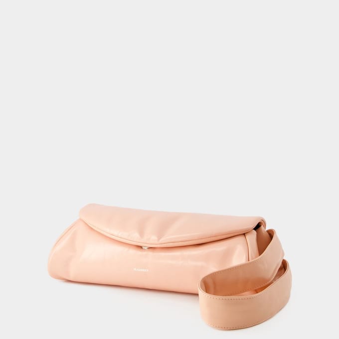 Cannolo Grande Gevoerde Hobo Tas - Jil Sander - Leer - Perzik Parel