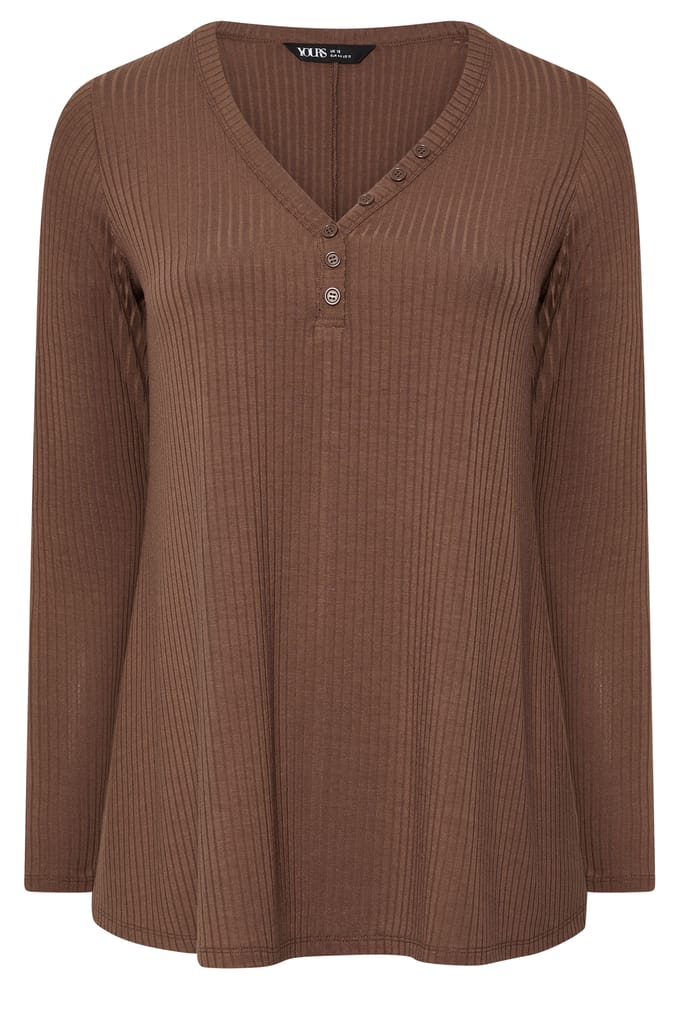 Yours Chocoladebruine Henley Swingtop Size 42