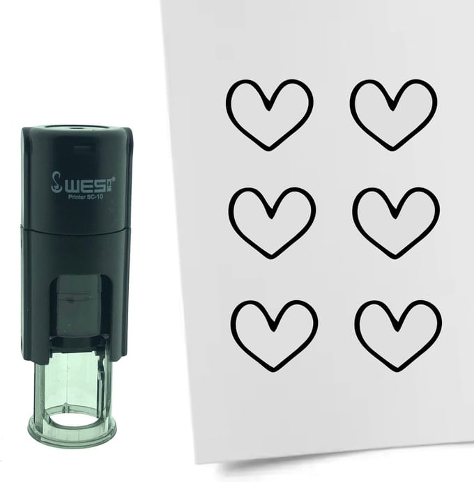 CombiCraft Stempel Open Hartje 10mm rond - zwarte inkt