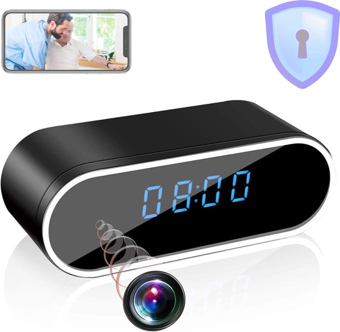 CRLYN® Verborgen Camera Klok - Nachtzicht Camera - Beveiliging Thuis - Bewegingsdetectie