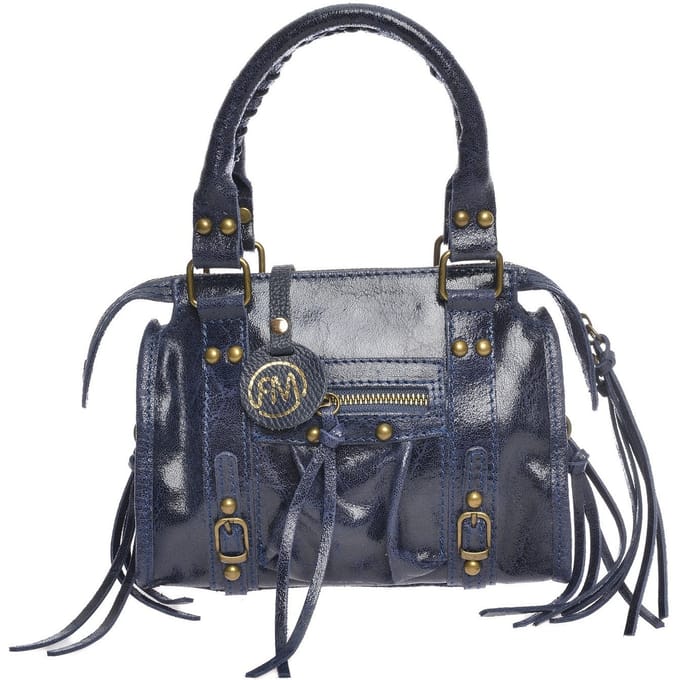 Roberta M Blauw Rundleer Tas