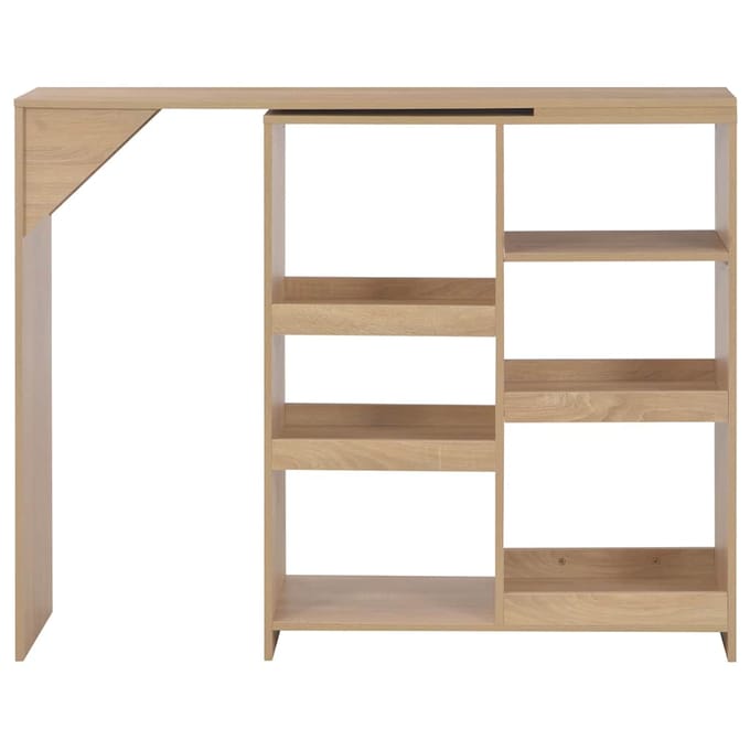 vidaXL - Bartafel - met - verplaatsbaar - schap - 138x39x110 - cm - eikenkleurig