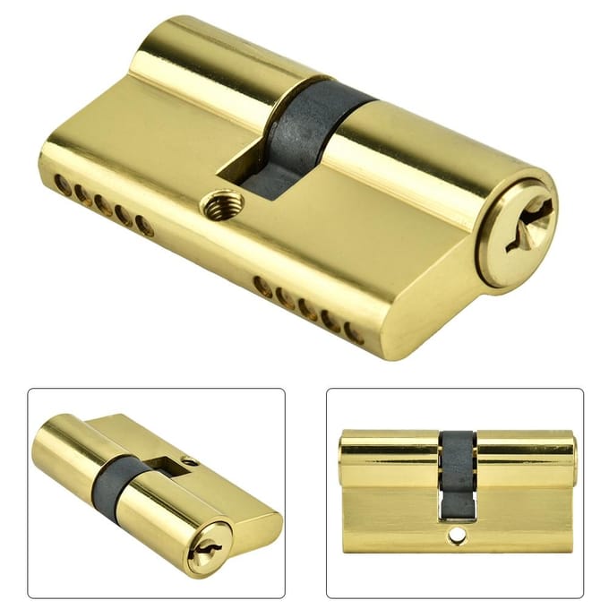 60mm Koperen Dubbel Open Cilinder Anti-diefstal Deurslotcilinder met Sleutels beige