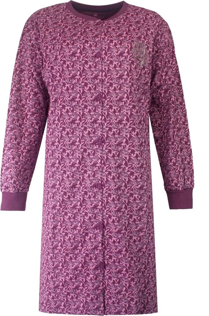 Tenderness Dames Nachthemd - Doorknoop - Paars - Maat S
