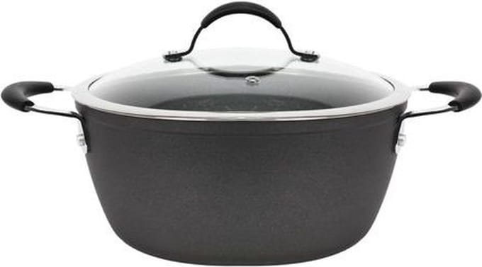 Ferveo Dura Braadpan met Deksel - 24cm - Zwart - Inductie