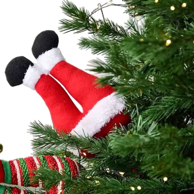 Grappige decoratie kerstboom - Duikende kerstman - Decoratie kerst - Benen