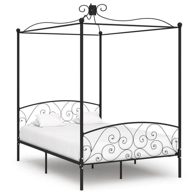 vidaXL - Hemelbedframe - metaal - zwart - 120x200 - cm