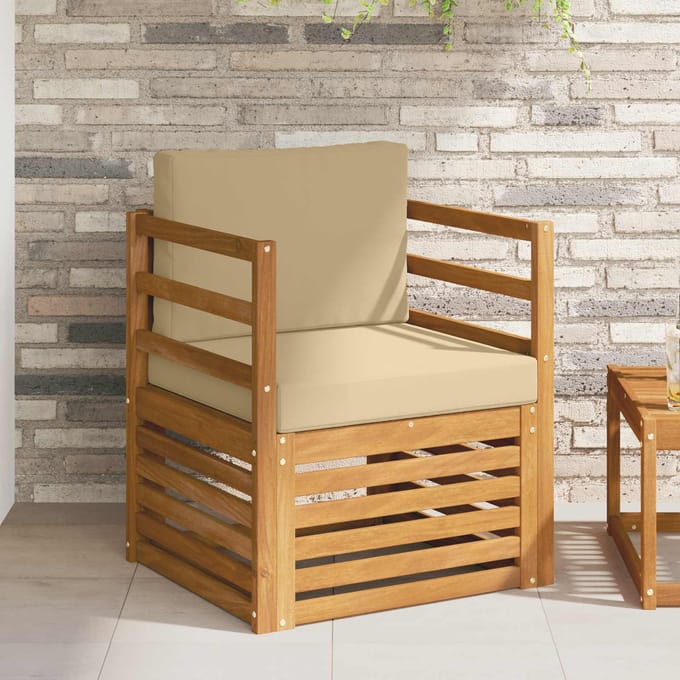 vidaXL - Buiten - bank - set - Massief - Acacia - Hout - en - Polyester