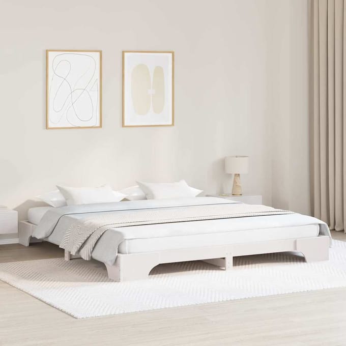vidaXL - Bedframe - Wit - 180 - x - 200 - cm - Massief - grenenhout