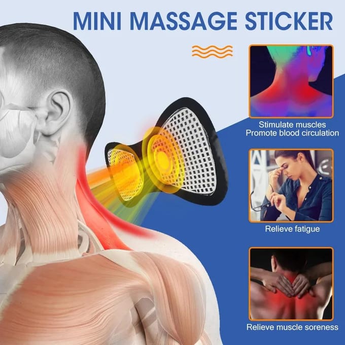 Elektrische EMS Nek Massager Mini Cervicale Rug Patch Stimulator Massageador Mat Draagbaar Gel Pad Stickers Slank black