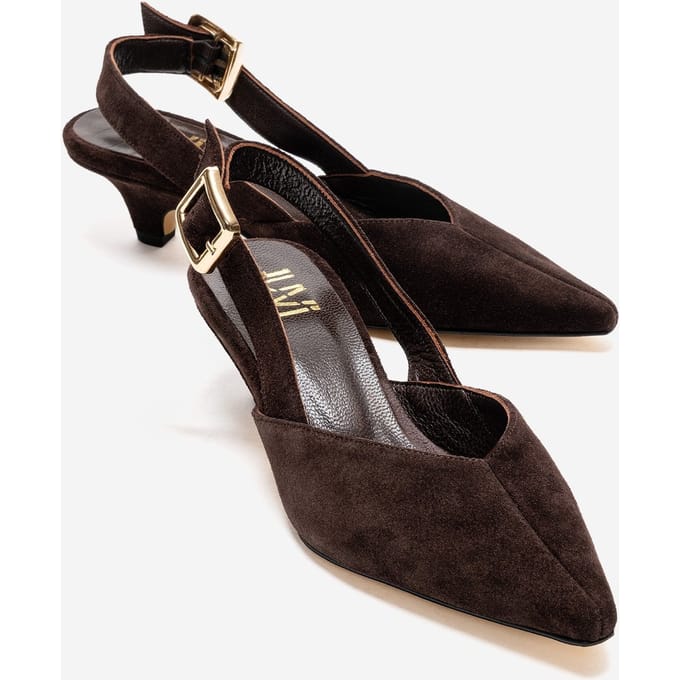 Dioris Leren Slingback Kitten Hak Pump