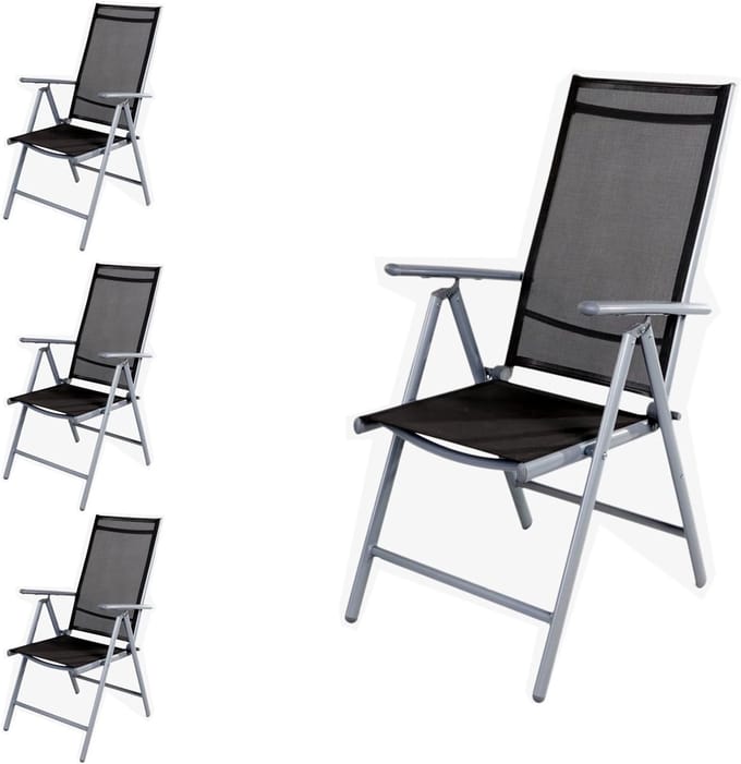 4-delige set tuinstoelen hoge rugleuning verstelbaar aluminium inklapbaar