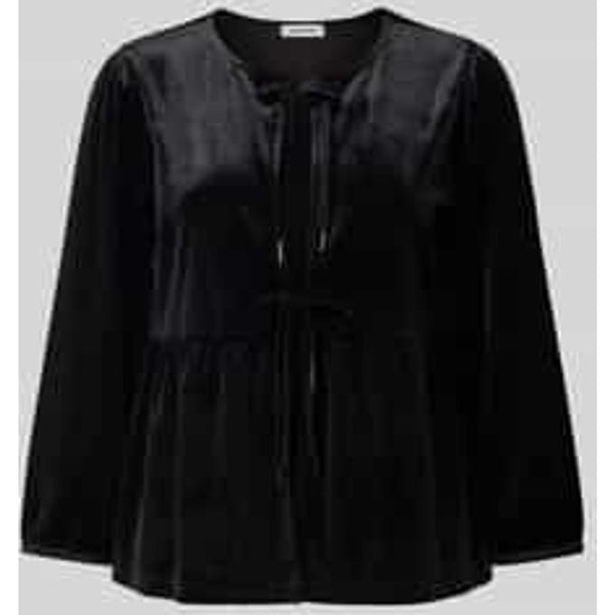 Blouseshirt van fluweel met vetersluiting