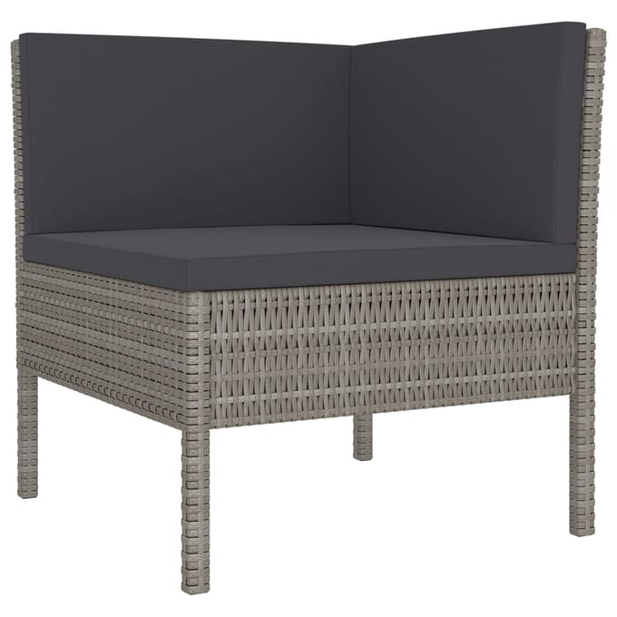 vidaXL - 5-delige - Loungeset - met - kussens - poly - rattan - grijs