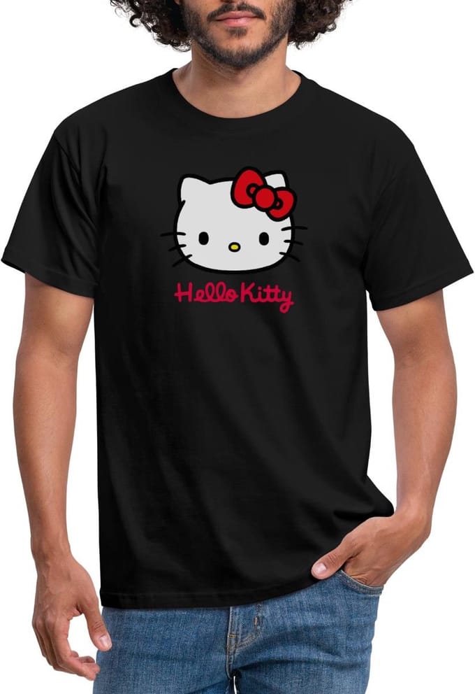 Hello Kitty Klassiek Portret Hello Kitty Tekst T-Shirt Heren