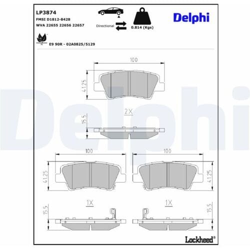 Remblokset, schijfrem DELPHI LP3874