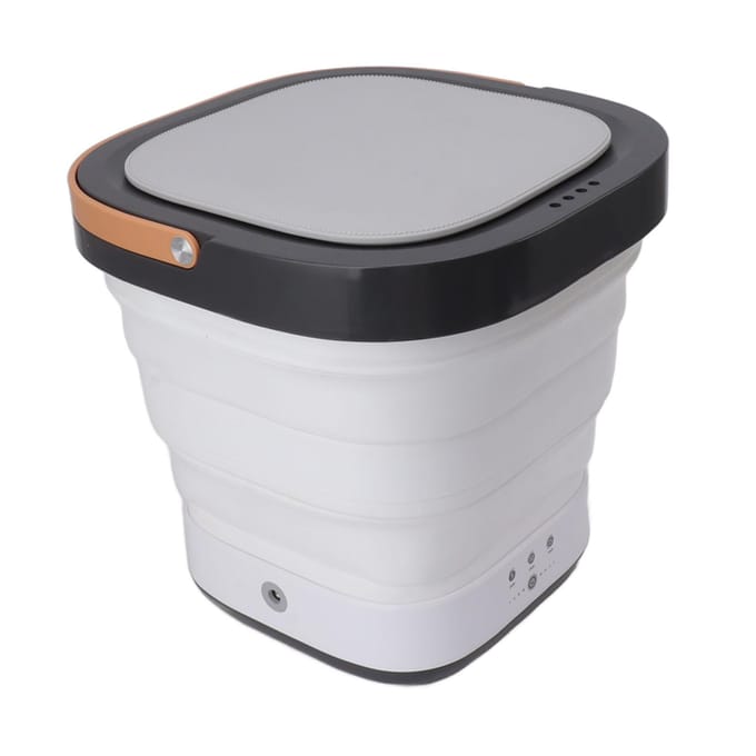 Opvouwbare Wasmachine Draagbaar Veiligheid TPE Mini Emmer Wasmachine voor Thuis Reizen 100?240V VK Stekker gray