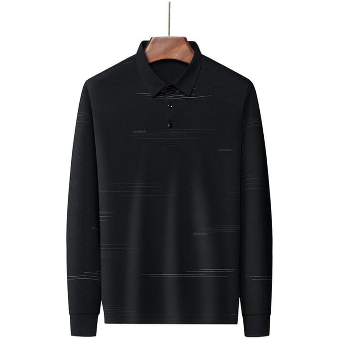 T-shirt à manches longues pour hommes d'âge moyen, mode décontractée, pull à revers, automne XXXXL black