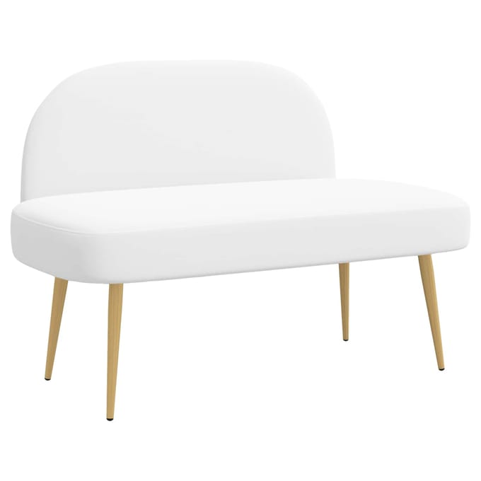 vidaXL - Gevuld - bankje - met - rugleuning - Wit - 110 - x - 60 - x - 76 - cm - Polyester